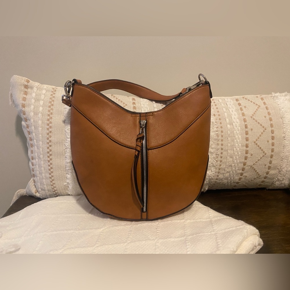 Tan Leather Like Shoulder Hobo Bag - Picture 2 of 8